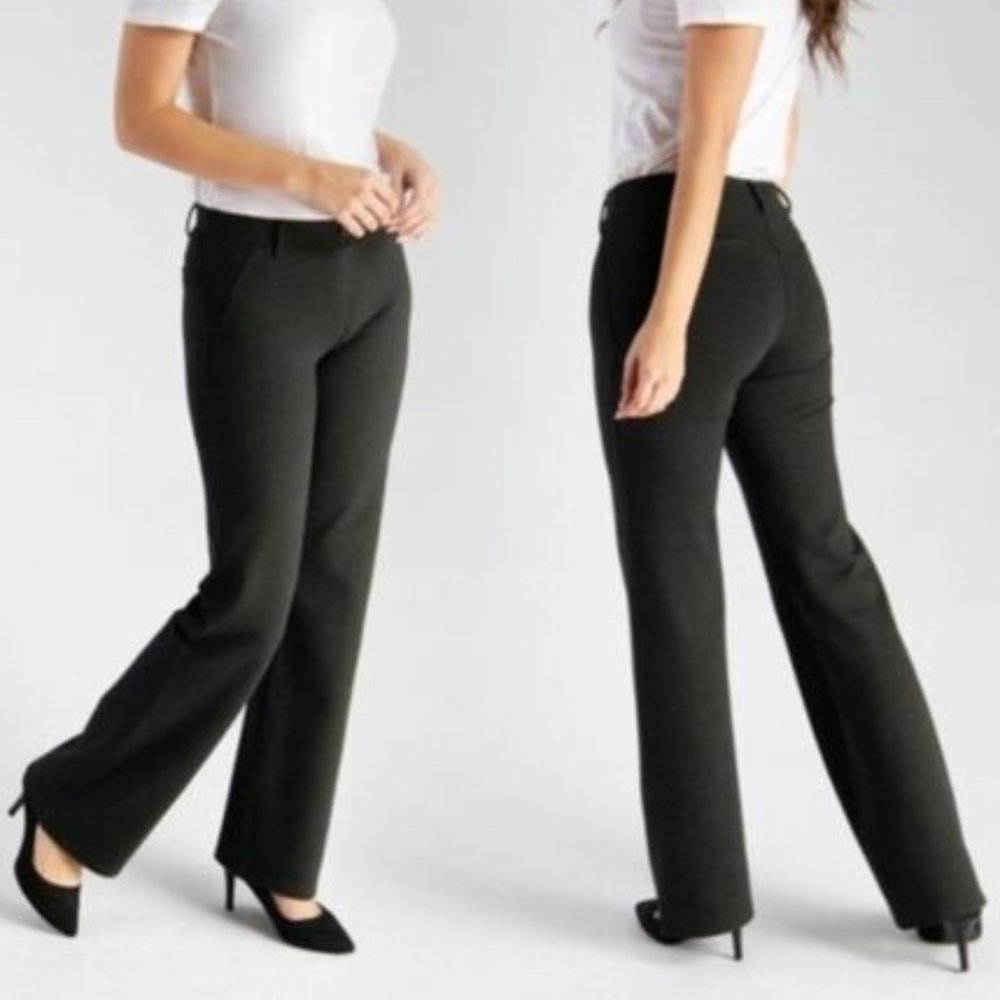 Betabrand Gray Bootcut Leggings Yoga Dress Pants Petite Medium MP